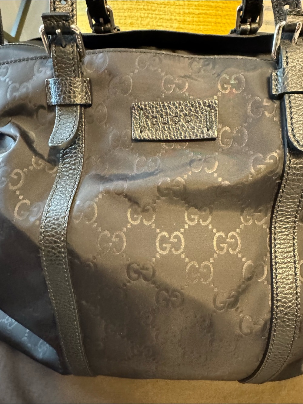 Authentic Gucci Black GG Monogram Nylon Crossbody Tote!!!! - Picture 7 of 16